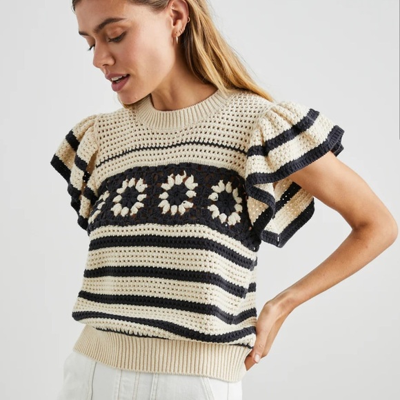 Rails Penelope short sleeve crochet sweater - Picture 1 of 7